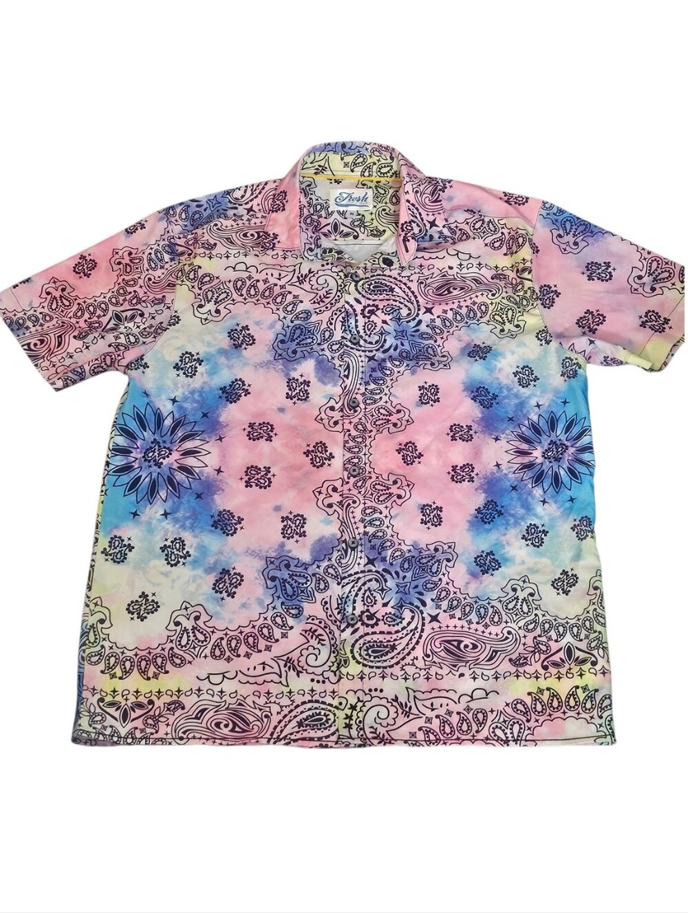 Fresh Prints of Bel-Air Drill Clothing Co. Men Short Sleeve Button-Up Shirt Med